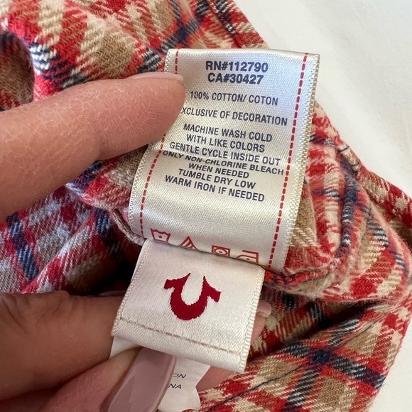 True Religion | Cayman Military Flannel Mens Size XXL | Orange/Red - Picture 6 of 10